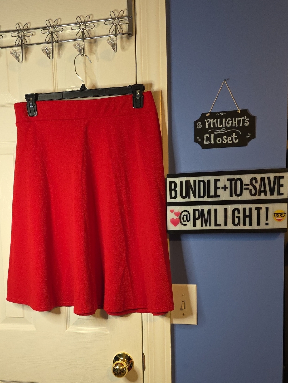JM Fleurette Red A-Line Skirt XL